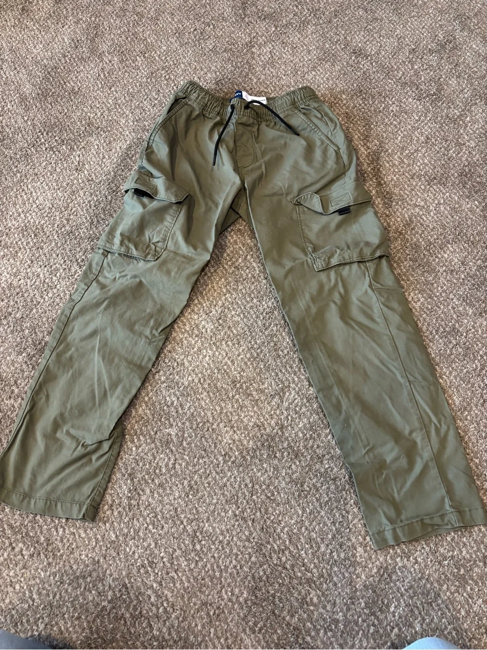 Old Navy kids Olive Green Cargo Pants with Drawstring Waist